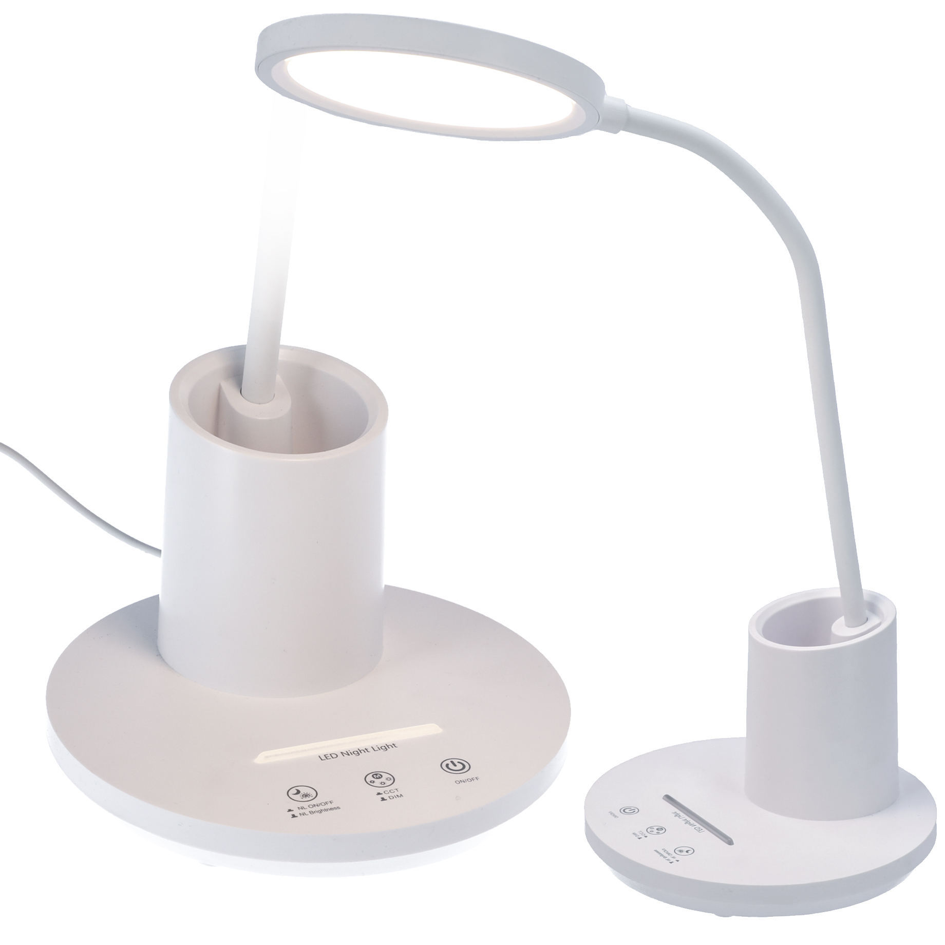 Lampka biurkowa LED szkolna trzy barwy światła do pracy z pojemnikiem