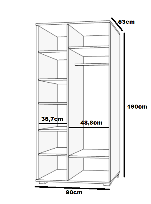 szafa garderoba dziecięca młodzieżowa bieliźniarka pólki drążek BLUE Y43