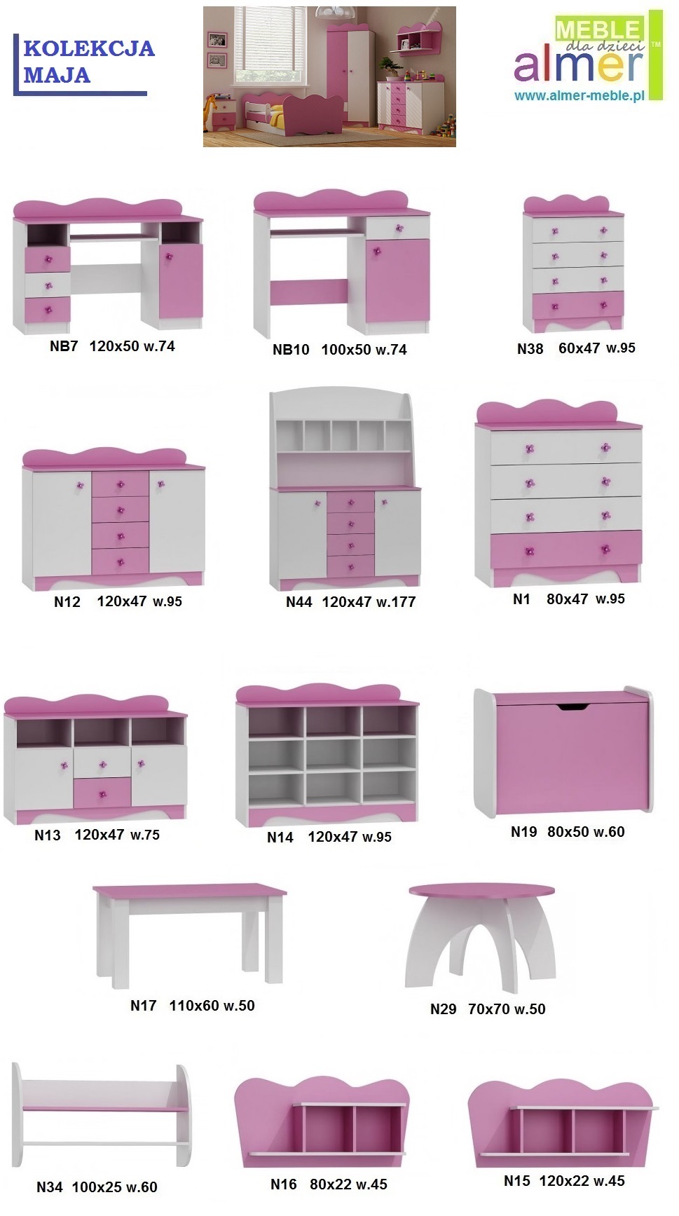 stolik do pokoju dziecka MAJA N17 stolik dla dzieci 110x60 w.50