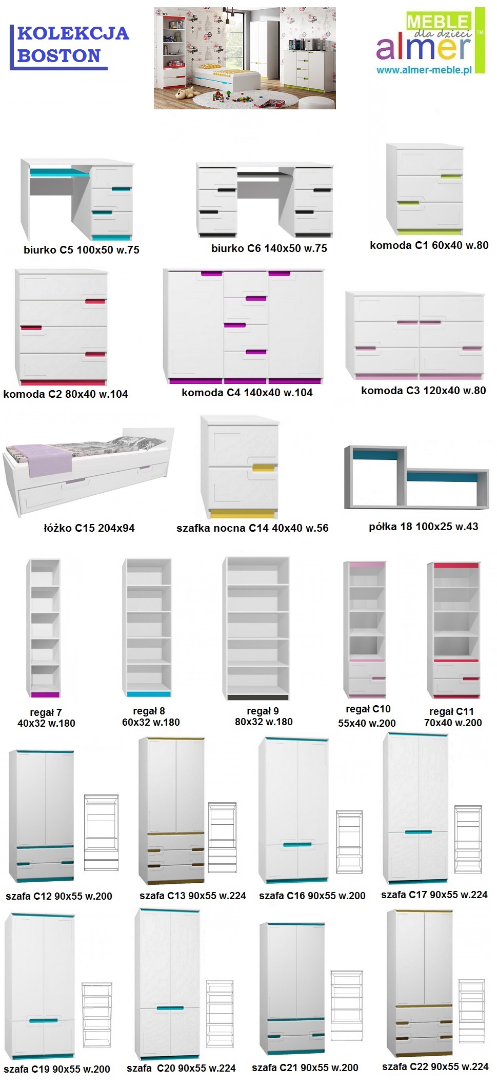szafa BOSTON MDF C19 90x55 w.200