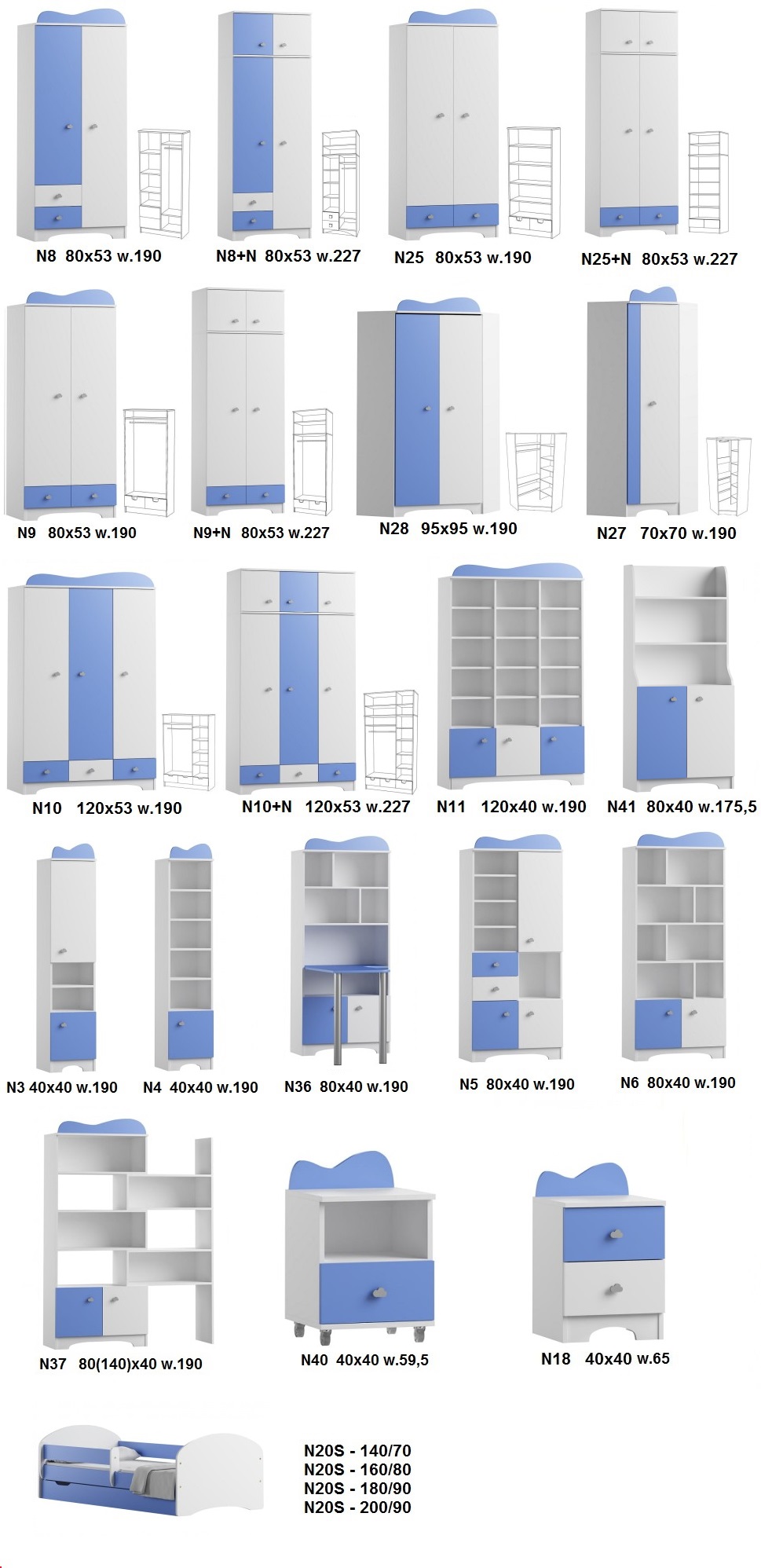 biurko dla dziecka CLOUDS NB10 do pokoju dziecięcego 100x50