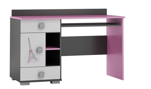 duże biurko dziecięce młodzieżowe szuflady z grafiką PARIS Y14 blat 130x55