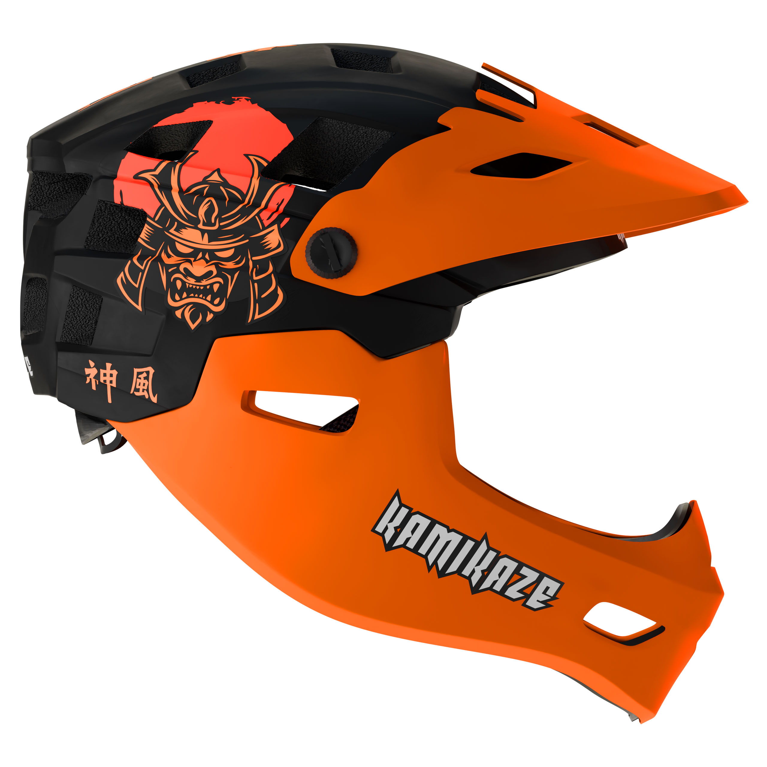 Casque intégral modulable Kamikaze KS11 mentonnière amovible vélo  trottinette VTT orange Taille L