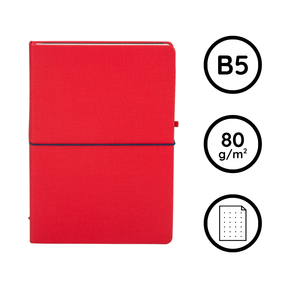 Czerwony notes ANTRA Renesans B5 w kropki z gumką