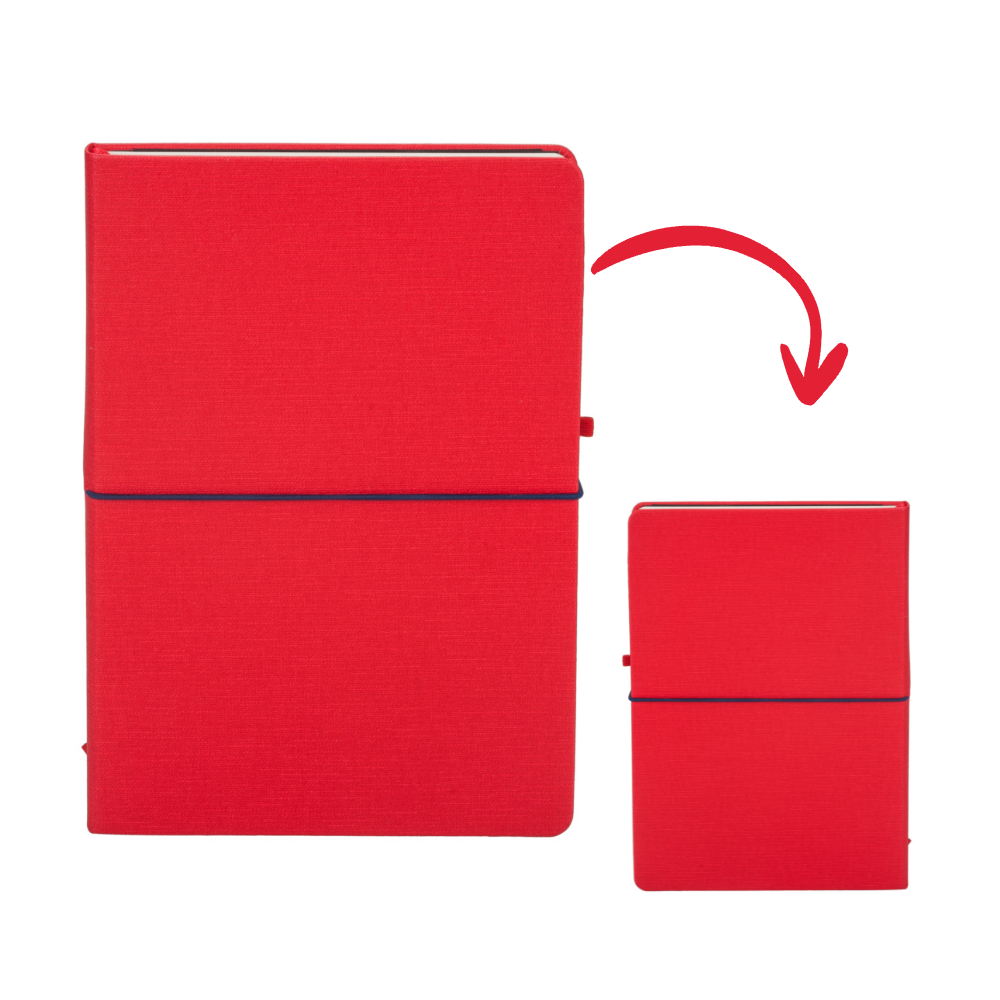 Czerwony notes ANTRA Renesans B5 w kropki z gumką