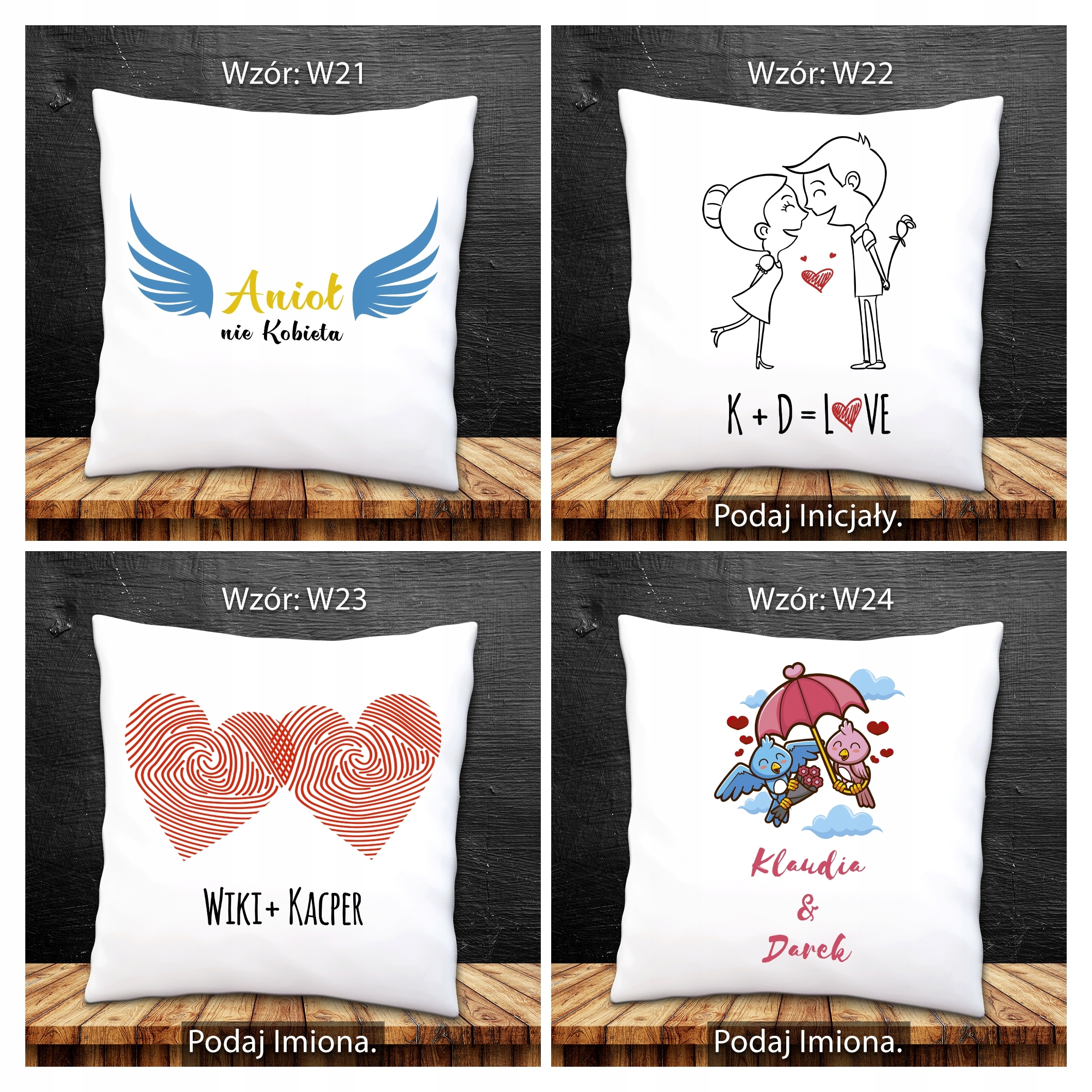 Poduszka na Walentynki dla Par MIŁOŚĆ PREZENT IMIĘ