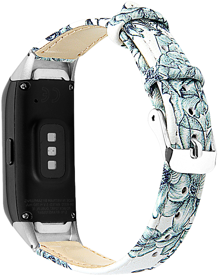 ERSSGFLB-006 WHITE + LIGHT BLUE FLOWER PASEK DO ZEGARKA