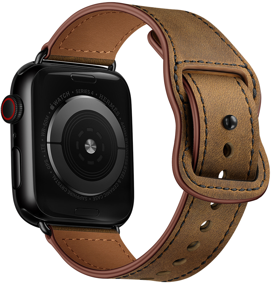 ERLB-105 42-49MM Dunkel Braun + Schwarz Schnalle Uhrenarmband ERLB-105 ERLB-105