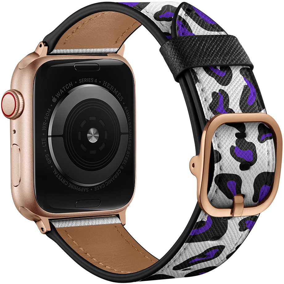 ERLB-104 38-41MM Viola Leopardo + Oro rosa Fibbia Cinturino per orologio ERLB-104 ERLB-104