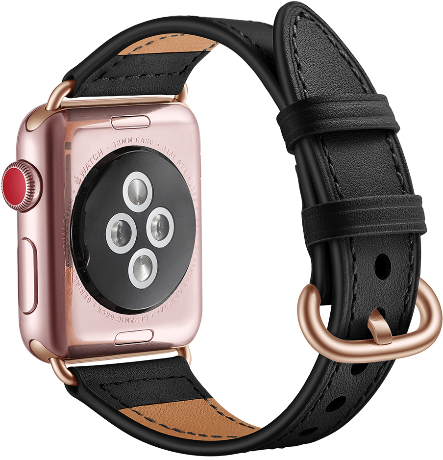 ERLB-051 38-41MM BLACK + ROSE GOLD BUCKLE PASEK DO ZEGARKA