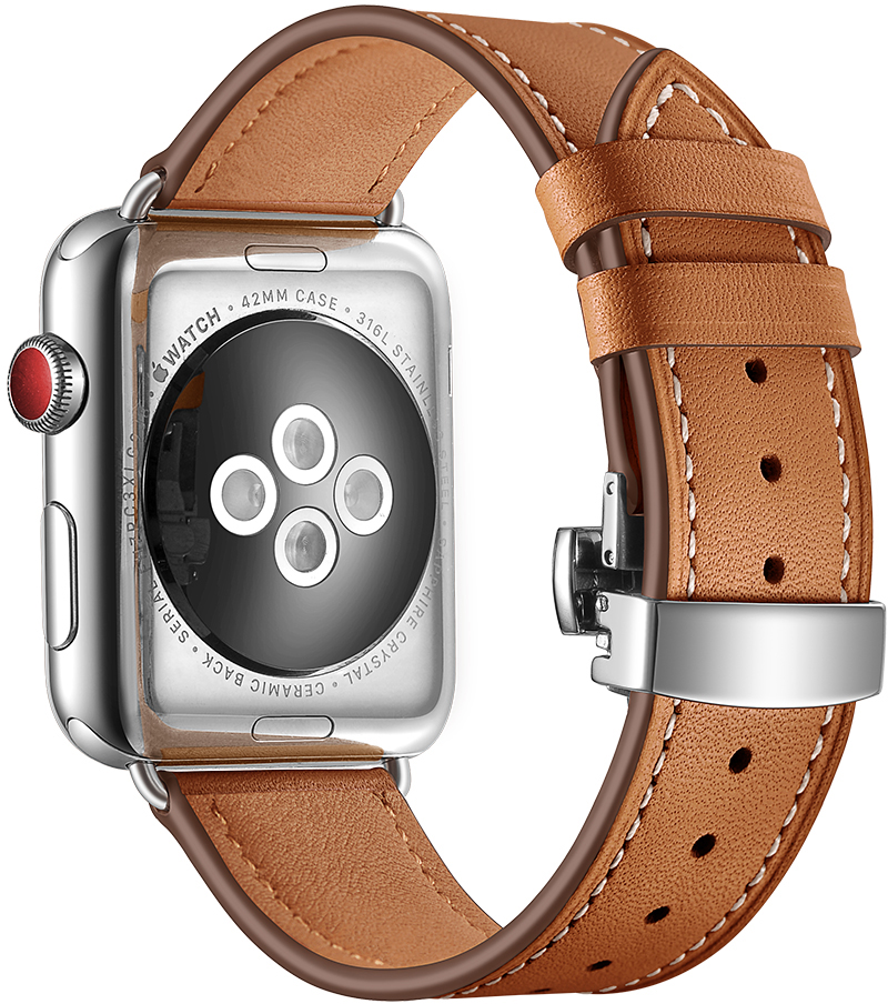 ERLB-069 42-49MM Braun + Silber Schnalle Uhrenarmband ERLB-069 ERLB-069