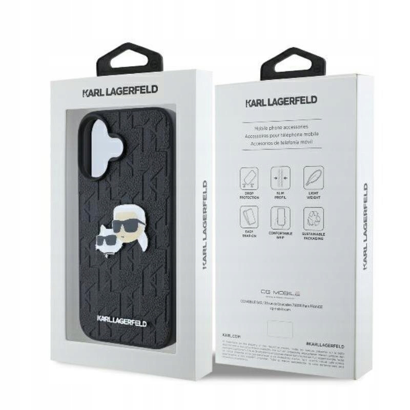 Etui do iPhone 16 Plus Karl Lagerfeld Monogram Karl & Chaoupette Case