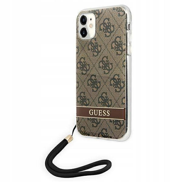Guess Etui do iPhone 11 brązowy hardcase 4G Print