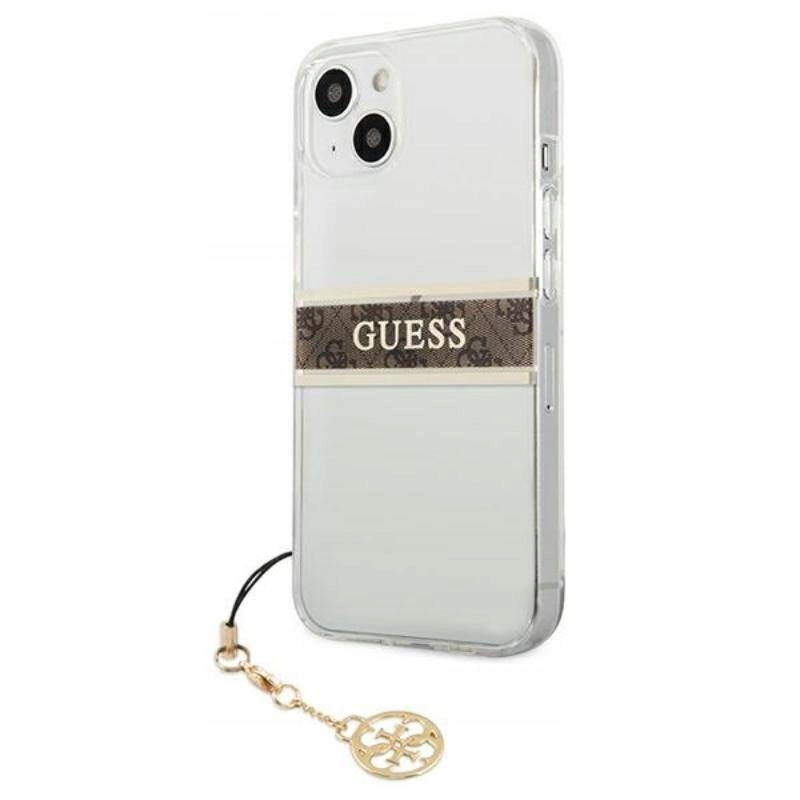 Etui do iPhone 13 Mini Guess 4G Stripe Brown Case
