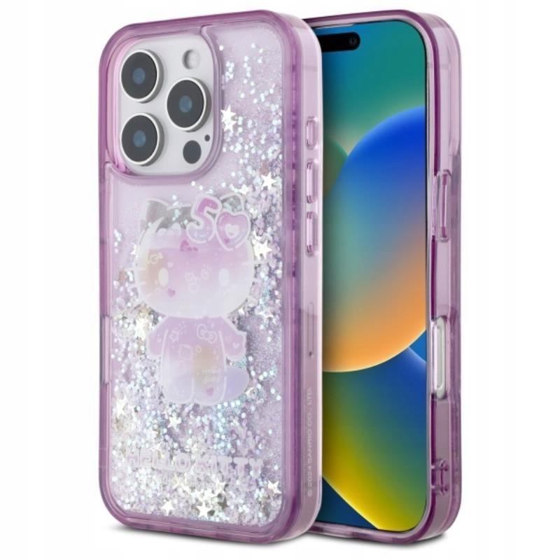 Etui do iPhone 16 Pro Max Hello Kitty Liquid Glitter 50TH Anniversary Case