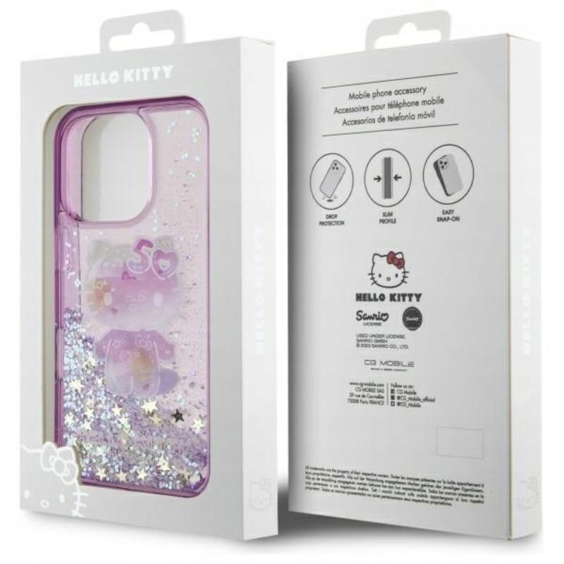 Etui do iPhone 16 Pro Max Hello Kitty Liquid Glitter 50TH Anniversary Case