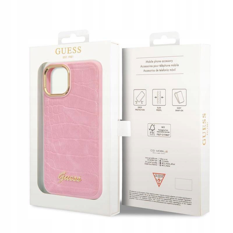 Guess Croco Collection Etui do iPhone 14 (różowy)
