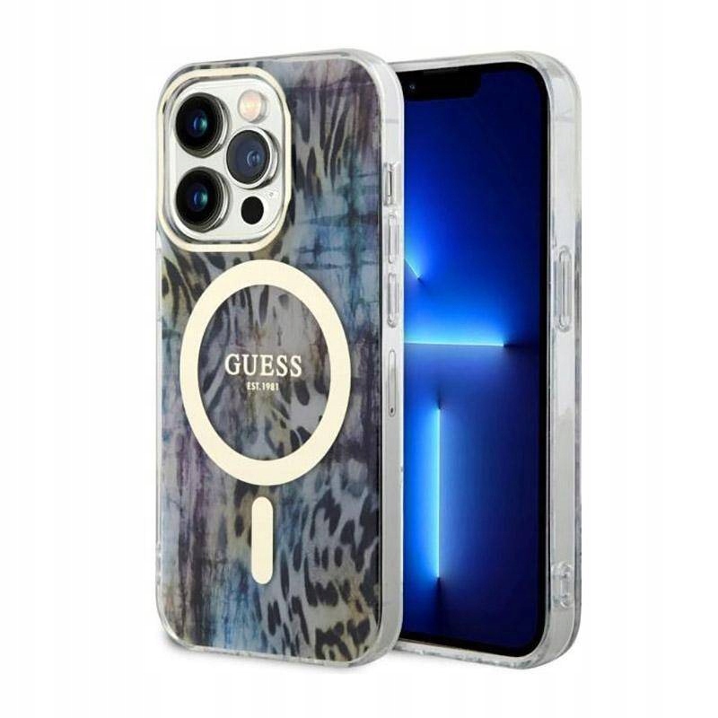 Etui do iPhone 14 Pro Guess Leopard MagSafe Case