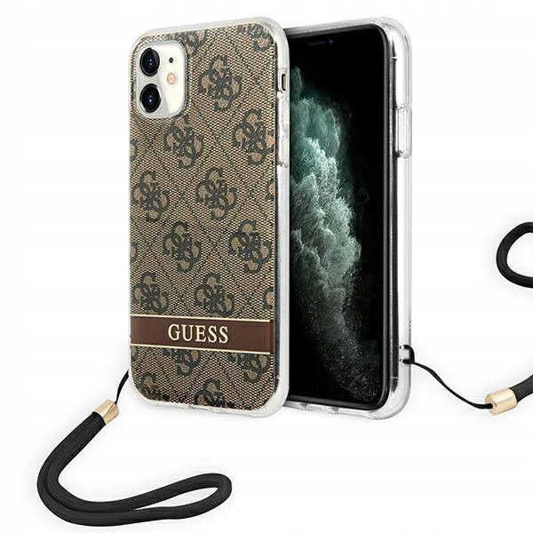 Guess Etui do iPhone 11 brązowy hardcase 4G Print
