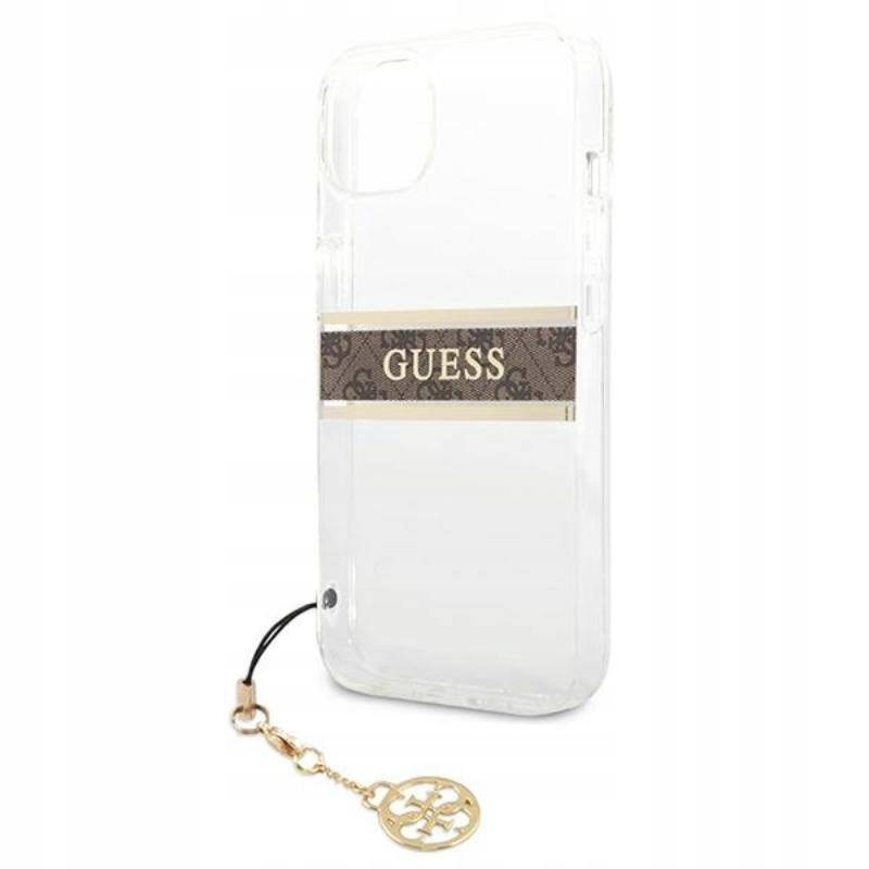 Etui do iPhone 13 Mini Guess 4G Stripe Brown Case