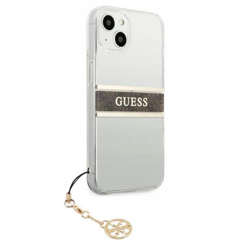 Etui do iPhone 13 Mini Guess 4G Stripe Brown Case
