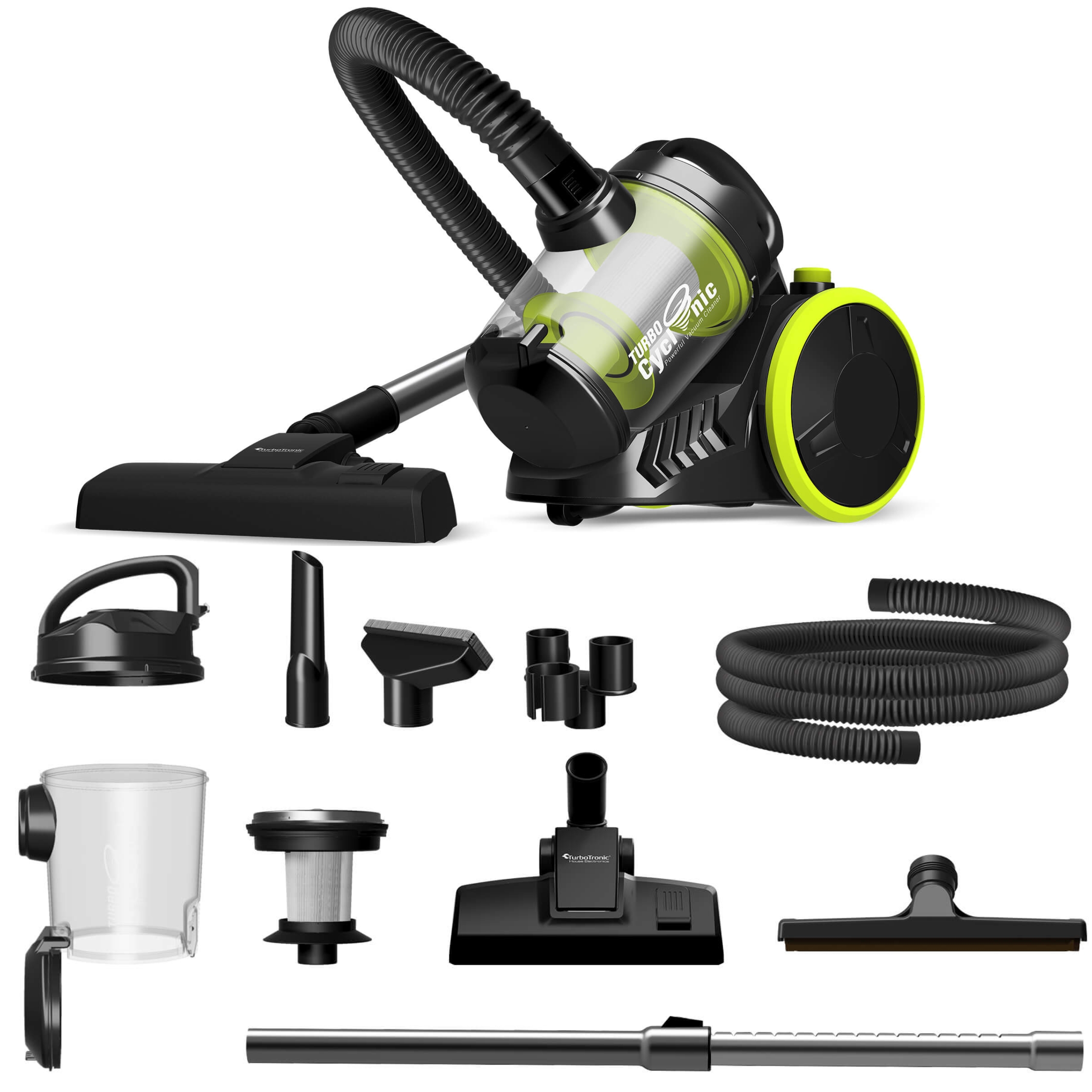 Odkurzacz tradycyjny TurboTronic bezworkowy cyklonowy mocny szczotka do paneli 900w Zielony