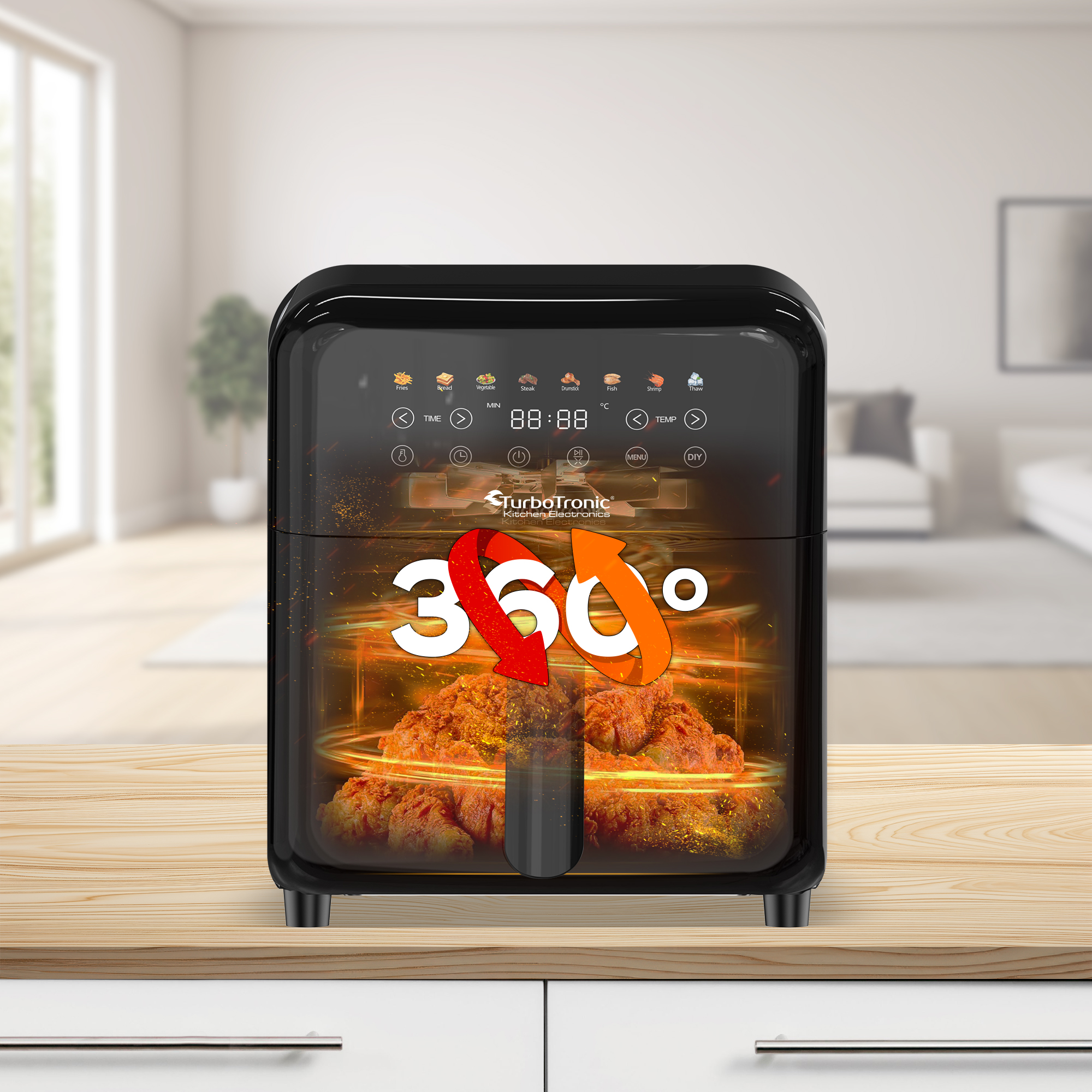 Frytownica beztłuszczowa TurboTronic air fryer metalowe wnętrze  1600w 6L