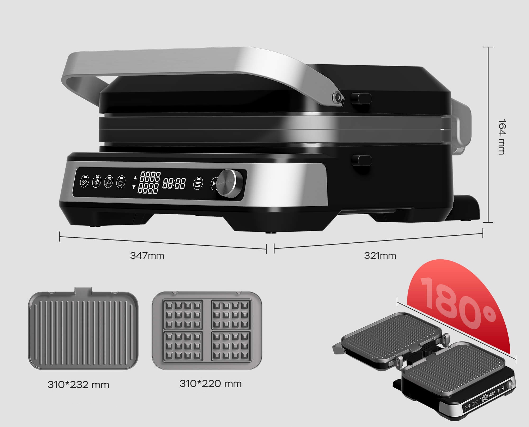 Gofrownica elektryczna 2000W TurboTronic na 4 gofry 2x regulacja temp góra dół TIMER PRO