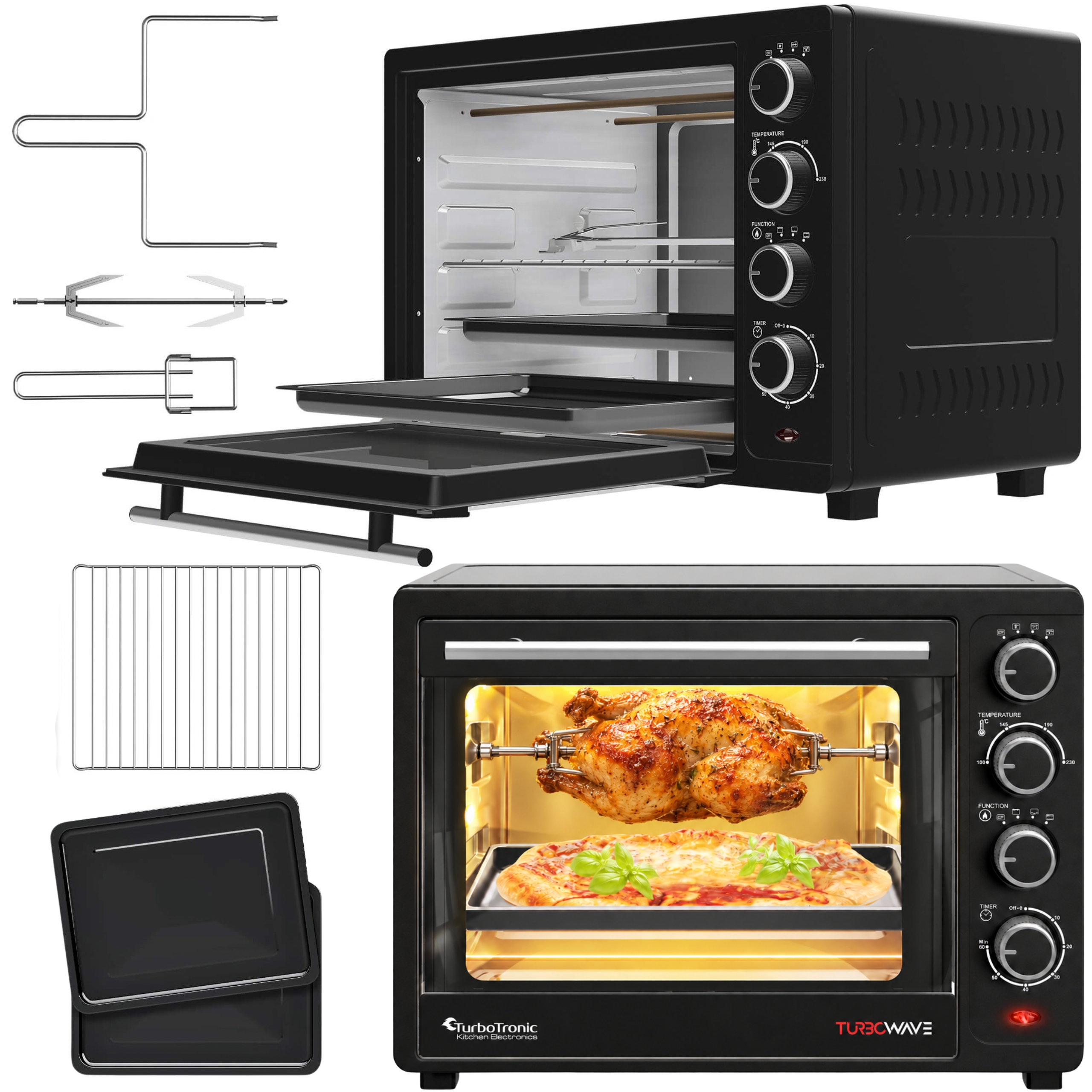Piekarnik elektryczny TurboTronic 35L termobieg rożno grill 1600W