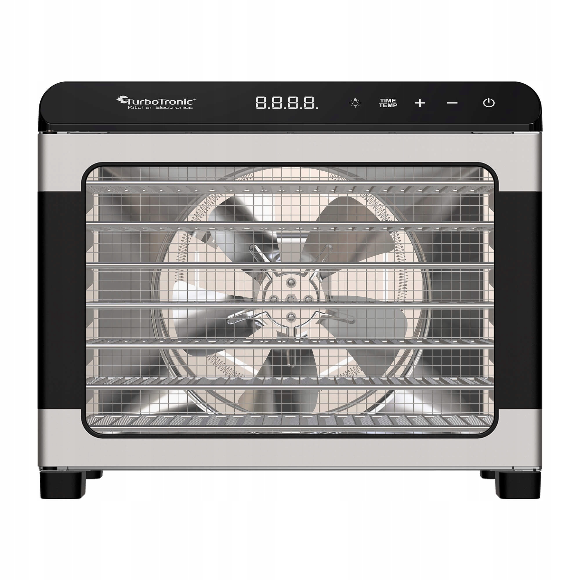 Suszarka spożywcza Pro TurboTronic do grzybów dehydrator temp. 35°c-75°c 7 poziomów timer nierdzewka 675W Srebrna