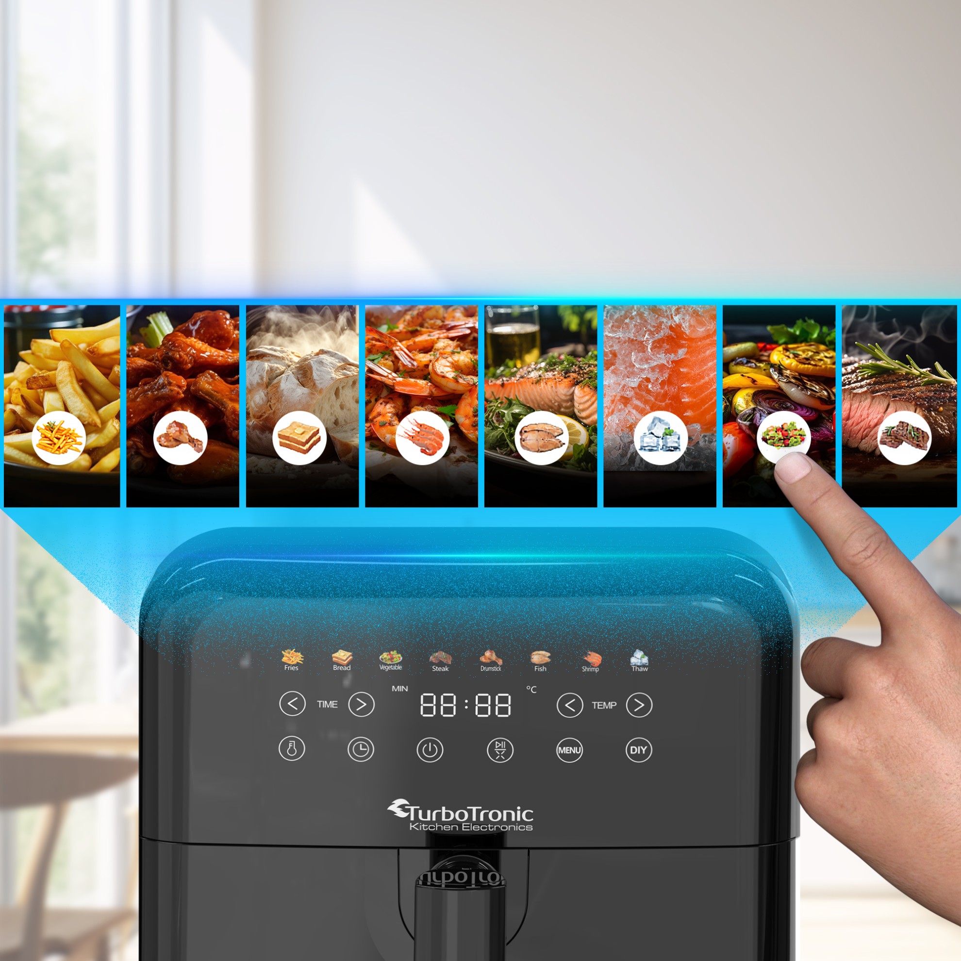 Frytownica beztłuszczowa TurboTronic air fryer metalowe wnętrze  1600w 6L