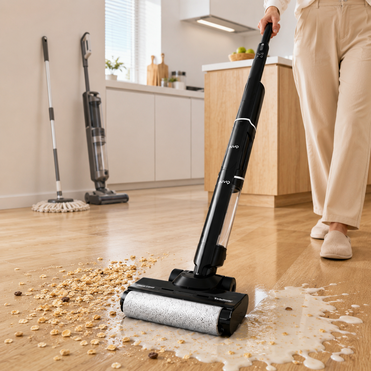 Bezprzewodowy odkuracz pionowy mop myjący na mokro TurboTronic 2w1 wet & dry samoczyszczący Carny