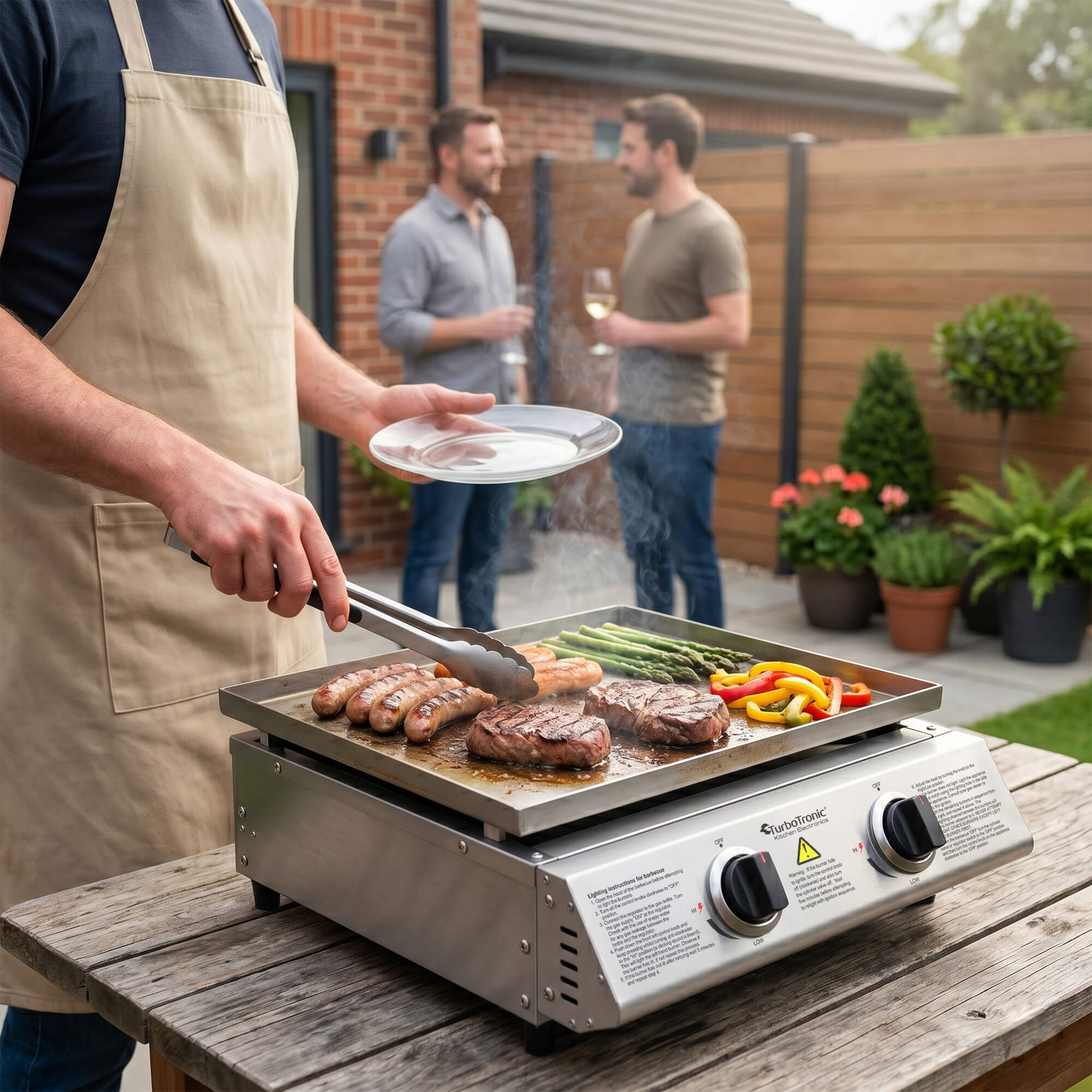 Płyta Grill gazowy TurboTronic  płaski stołowy do burgerów stek stal nierdzewna 3mm Pro 6,3 kw Srebrny