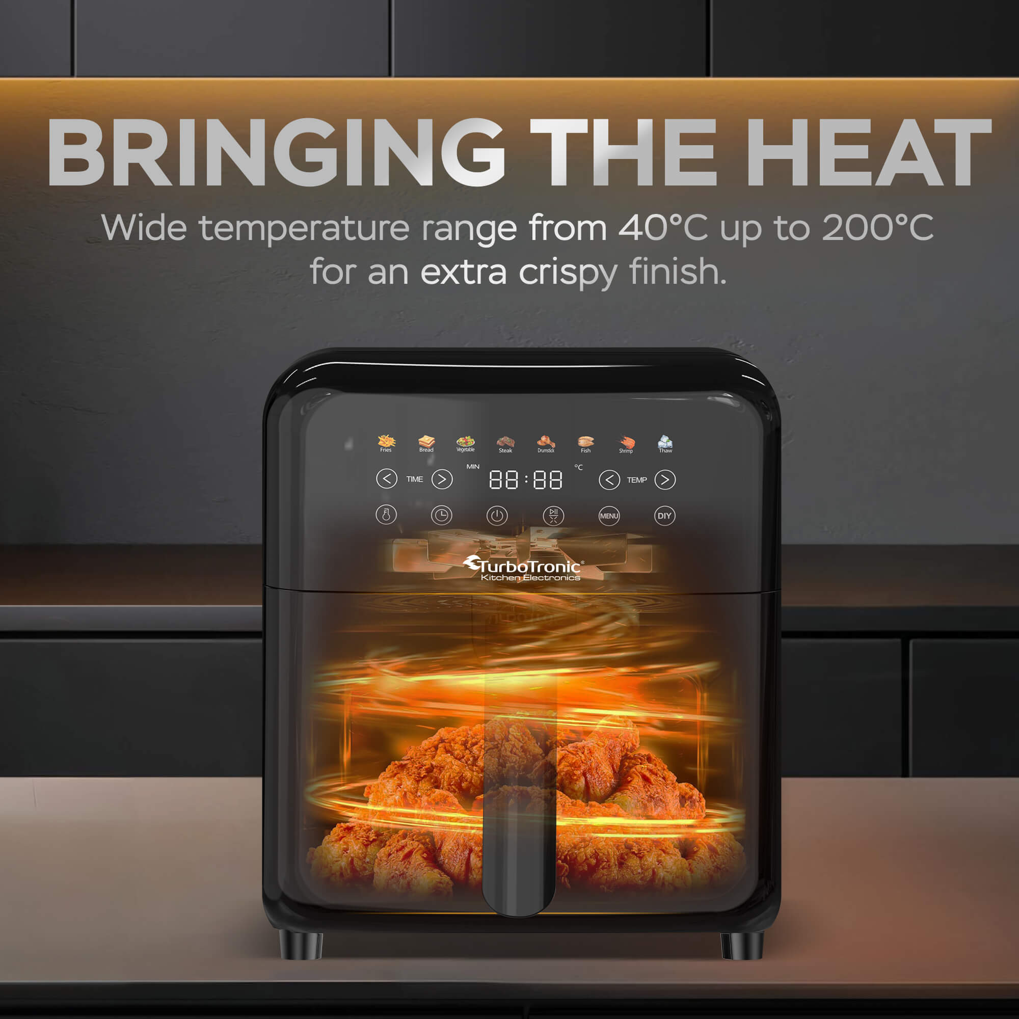 Frytownica beztłuszczowa TurboTronic air fryer metalowe wnętrze  1600w 6L