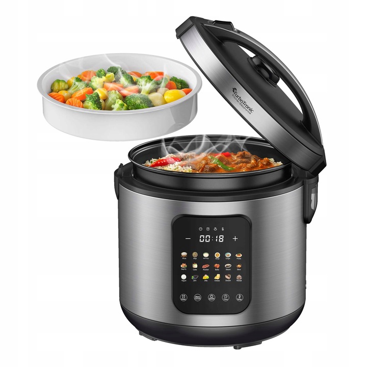 Multicooker parowar szybkowar TurboTronic kombiwar garnek elektryczny frytownica 5L 860W srebrny