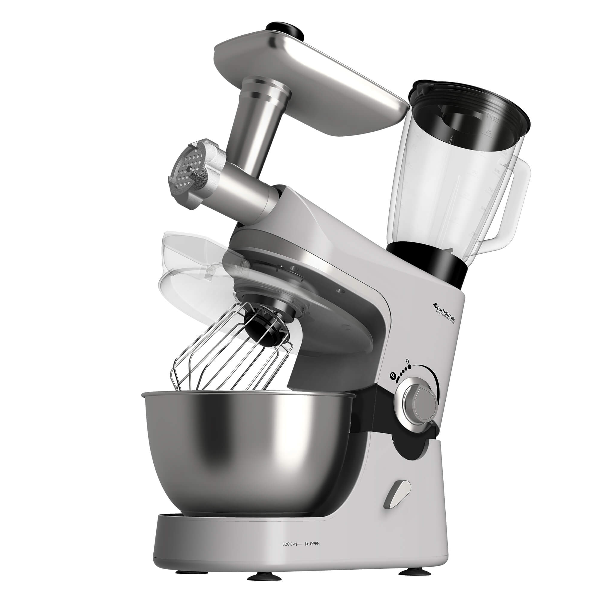 Robot kuchenny TurboTronic planetarny mikser blender 2000w misa 5L Srebrny