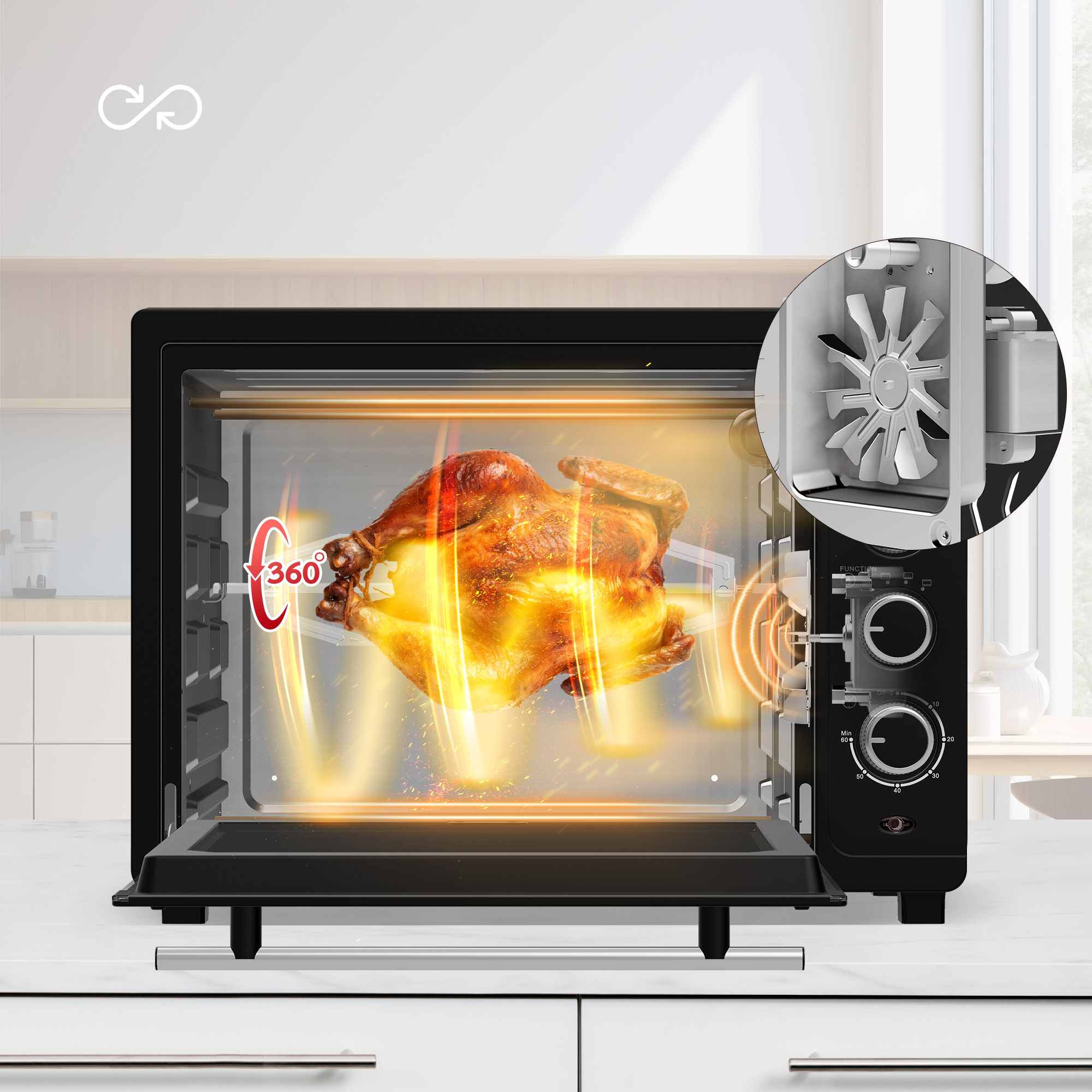 Piekarnik elektryczny TurboTronic 35L termobieg rożno grill 1600W