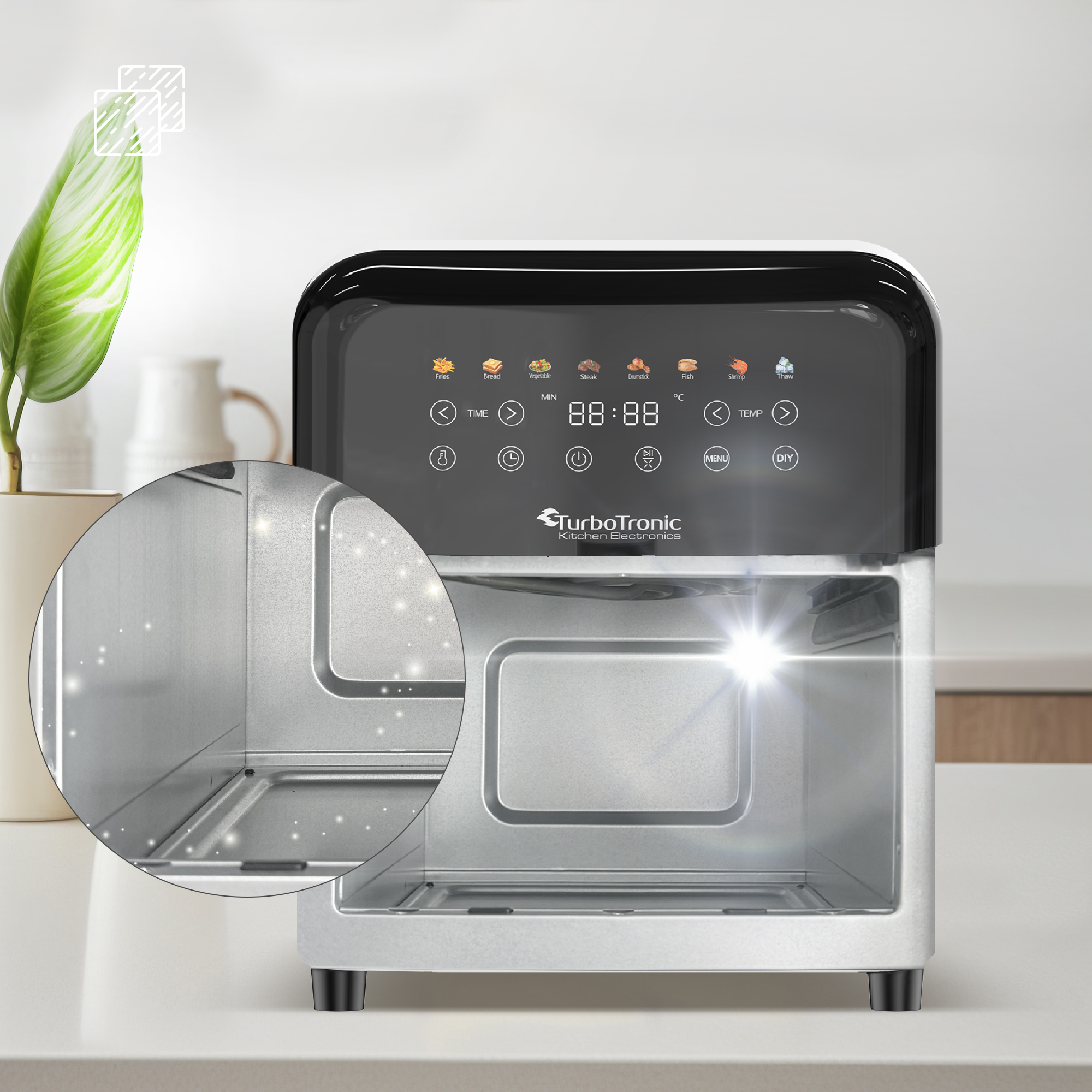 Frytownica beztłuszczowa TurboTronic air fryer metalowe wnętrze  1600w 6L