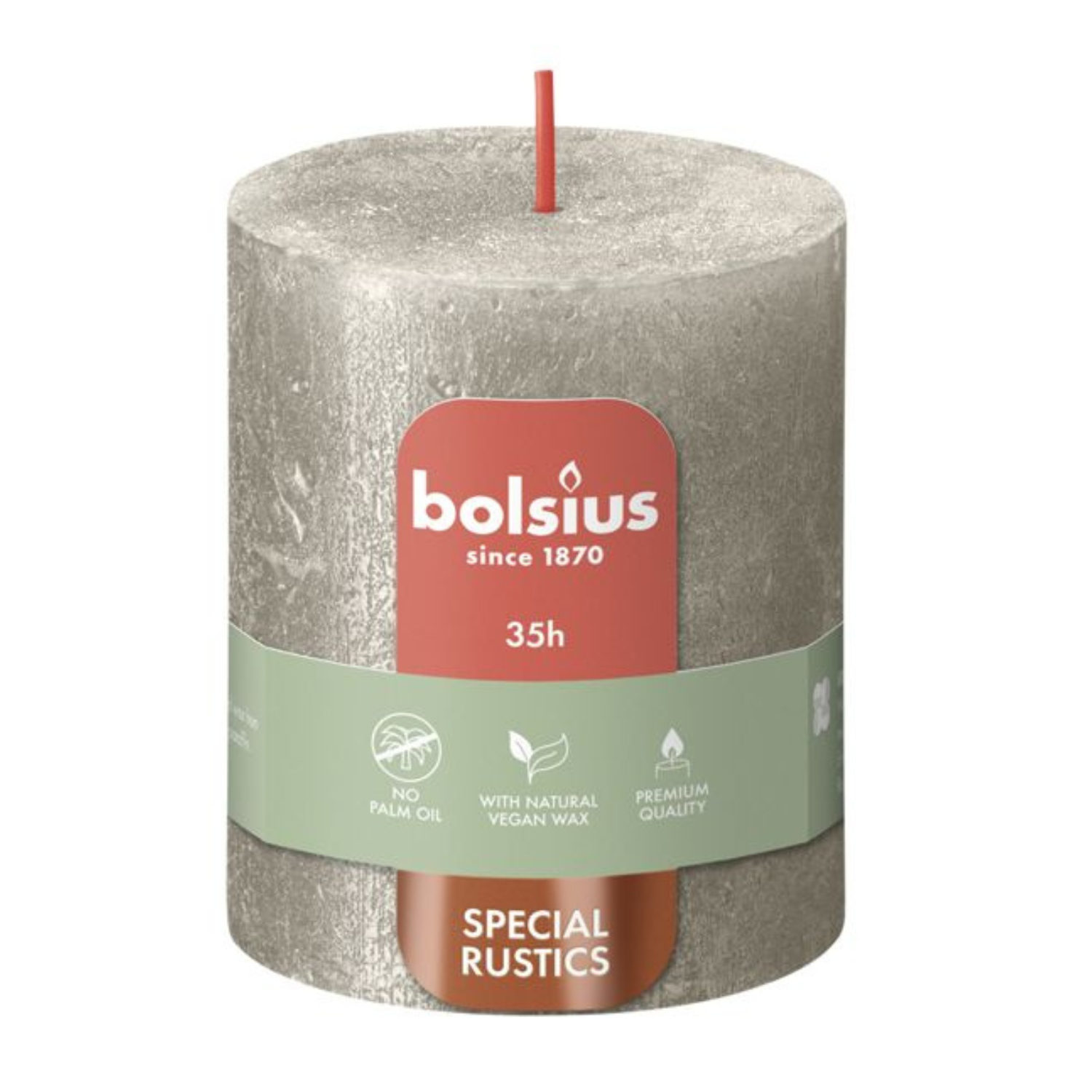 Bolsius Świeca Rustic Shimmer 80/68 - Opakowanie - 1 szt. - Ean Kartonu 8717847150660 - kolor SZAMPAŃSKI 3