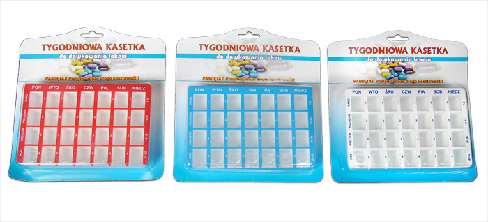 Pudełko kasetka na tabletki leki ORGANIZER