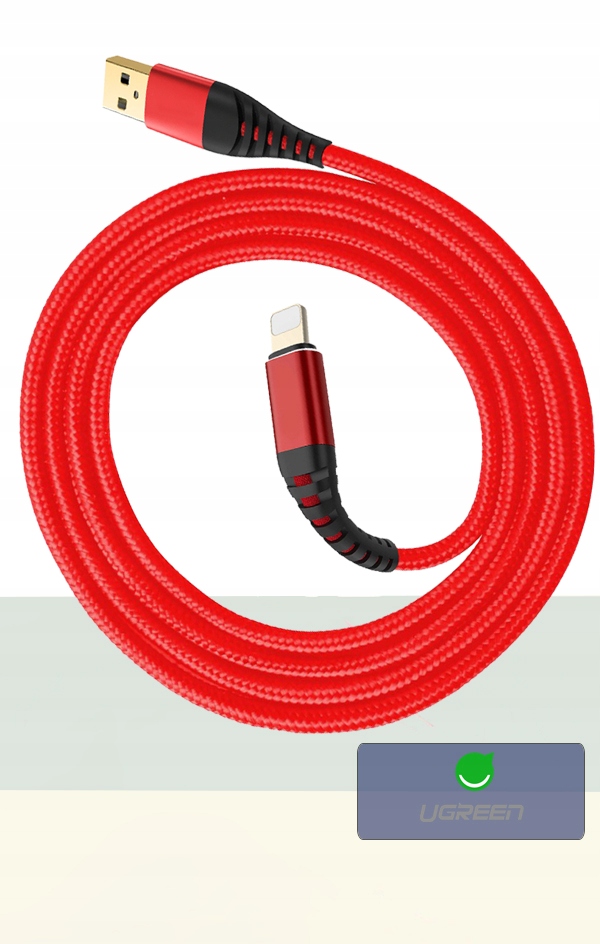 WZMACNIANY KABEL DO IPHONE QUICK CHARGE QC3 3M