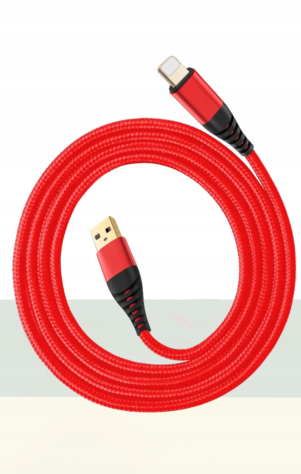 WZMACNIANY KABEL DO IPHONE QUICK CHARGE QC3 3M