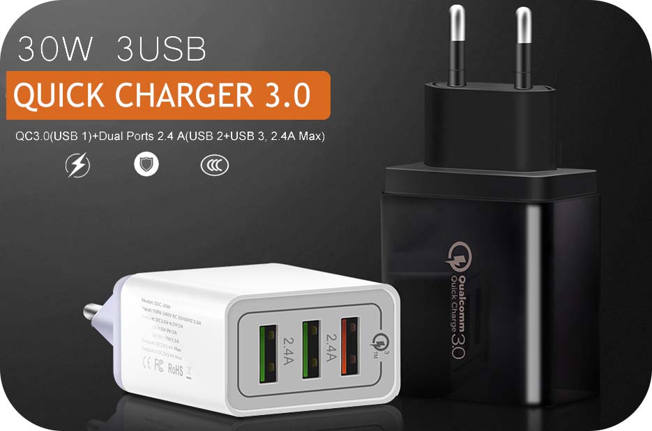 ŁADOWARKA SIECIOWA QC 3.0 + KABEL MICRO USB 3M