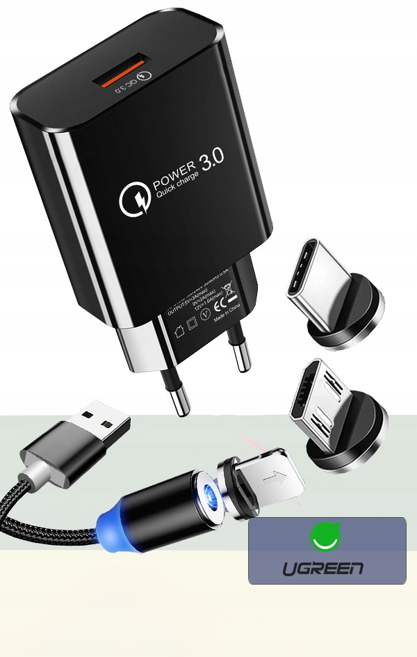 ŁADOWARKA SIECIOWA QC 3.0 LIGHTNING MICRO TYP-C