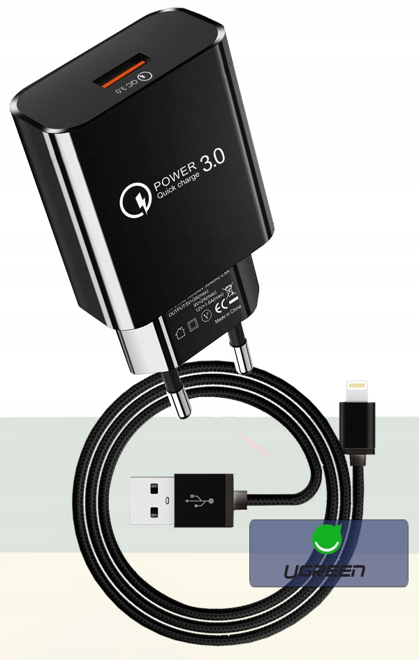 ŁADOWARKA SIECIOWA QC 3.0 KABEL LIGHTNING iPHONE