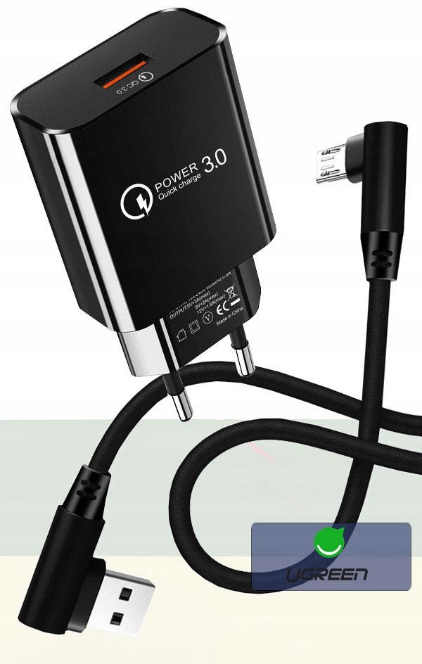 ŁADOWARKA SIECIOWA QC 3.0 + KABEL MICRO USB 1M