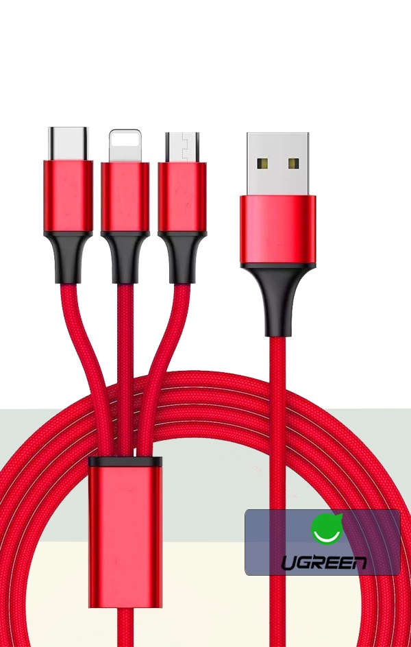 KABEL USB 3w1 DO IPHONE / MICRO USB / TYP-C 1M