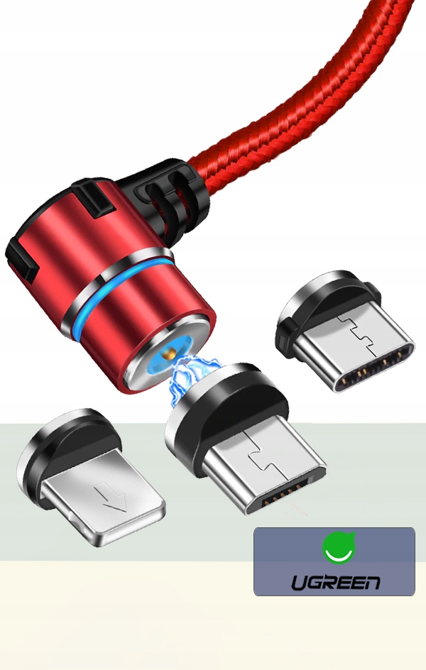 KABEL MAGNETYCZNY 3w1 DO IPHONE MICRO USB TYP-C