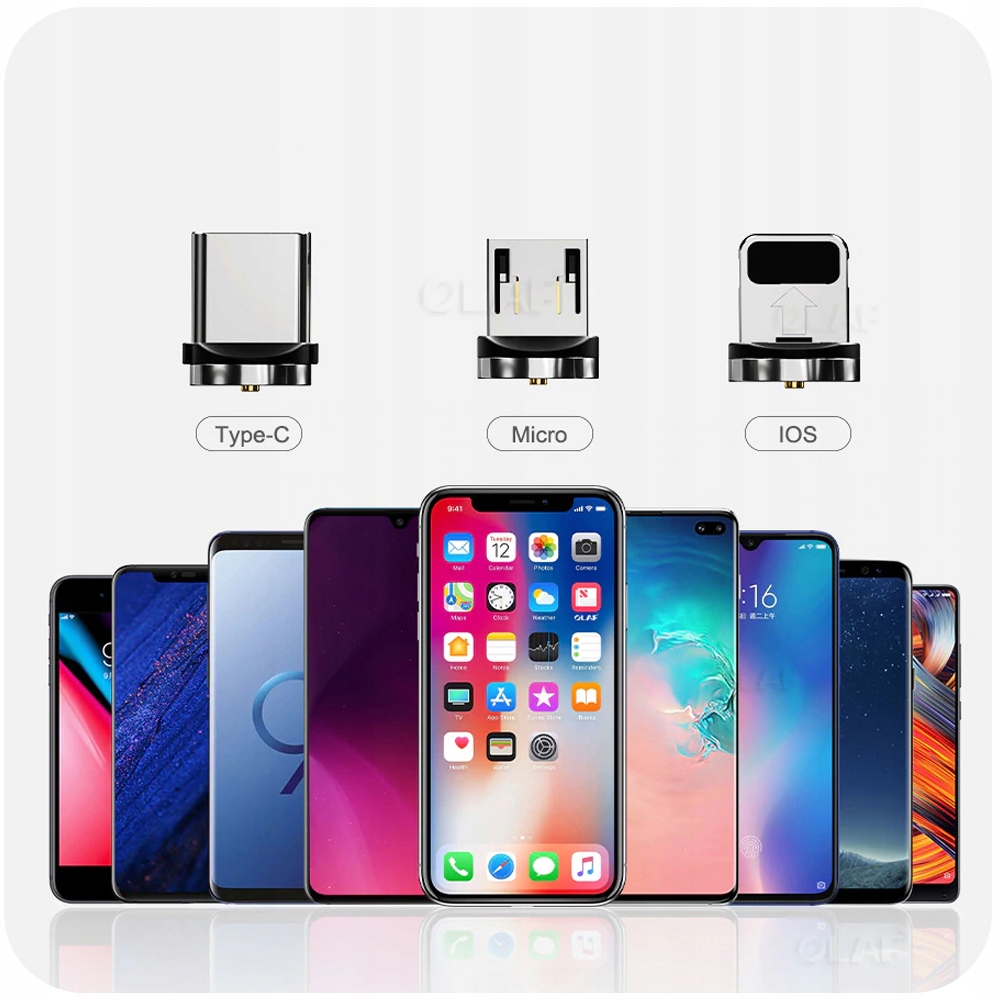 KABEL MAGNETYCZNY 3w1 DO IPHONE MICRO USB TYP-C