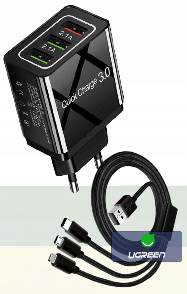 ŁADOWARKA SIECIOWA QC 3.0 LIGHTNING MICRO TYP-C